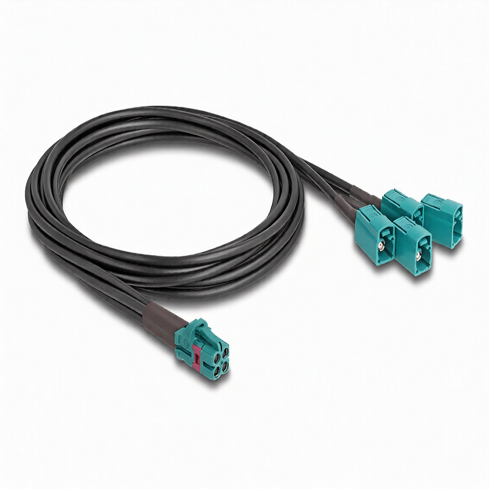 Metabee Mini Fakra HFM Quad Z Coded Female to 4 x Fakra Female B-Type Cable, 1m