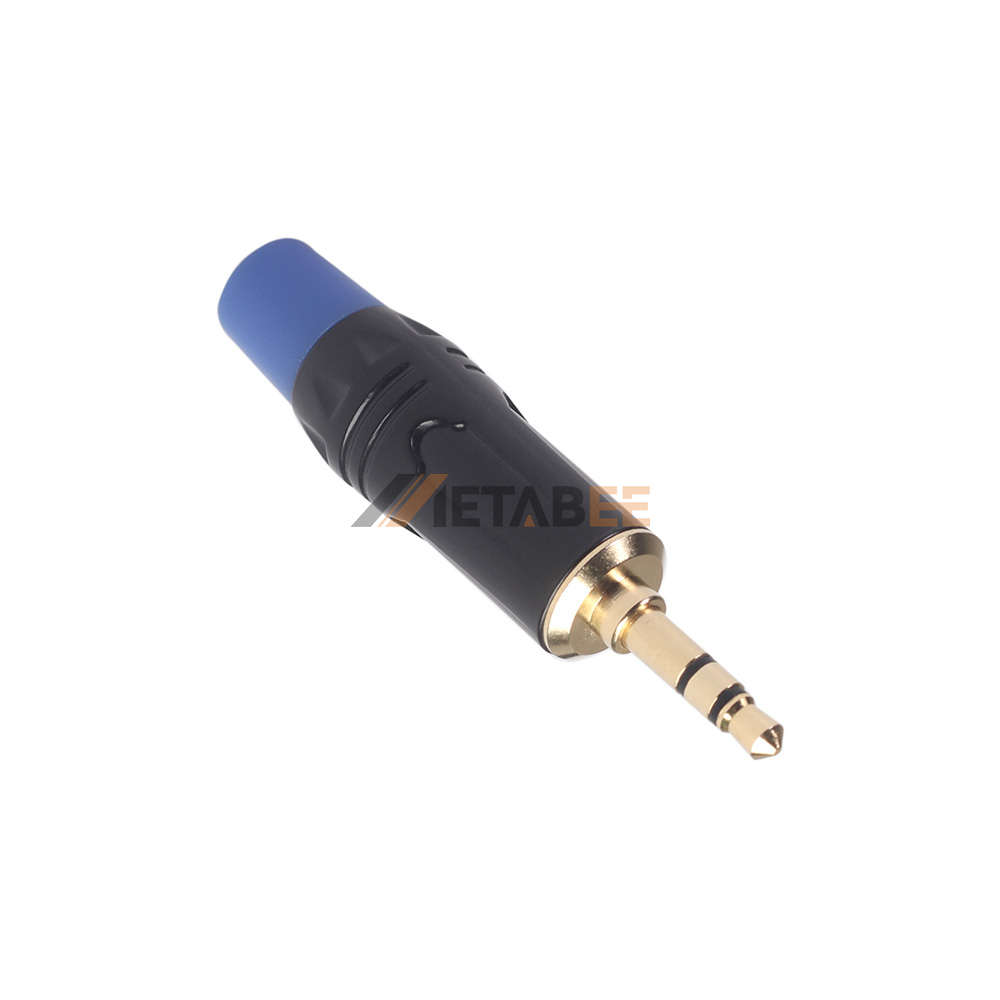 3.5mm  audio/video male plug Black+Blue Tail