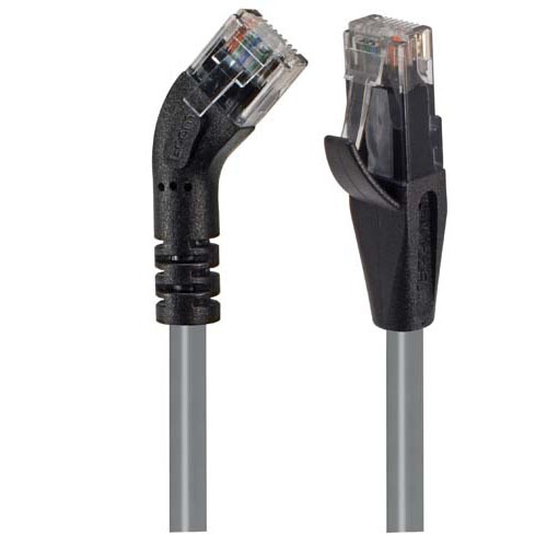 METABEE Cat5E イーサネット パッチ ケーブル、ストレート - 45 度左、24AWG、シールドなし、グレー、3 フィート