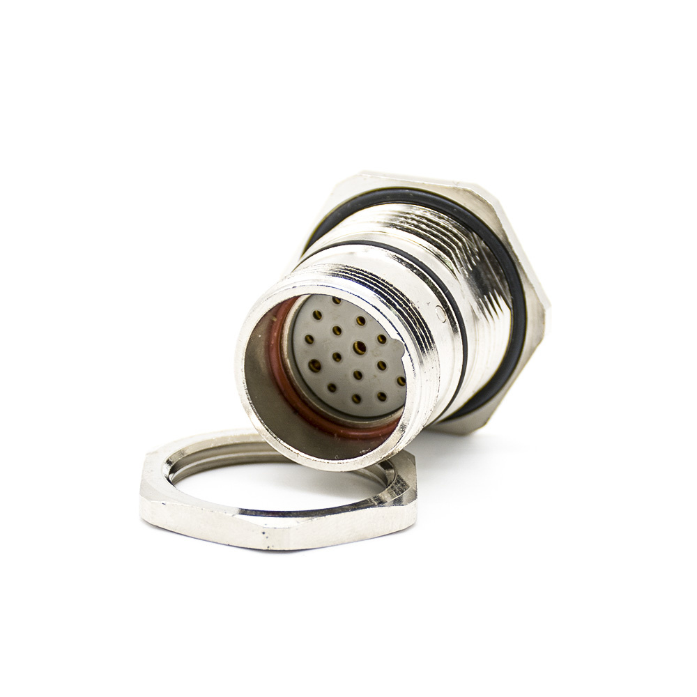 M23 Female Panel Mounting Socket 19Pos A code Unshielded Straight Solder Cup