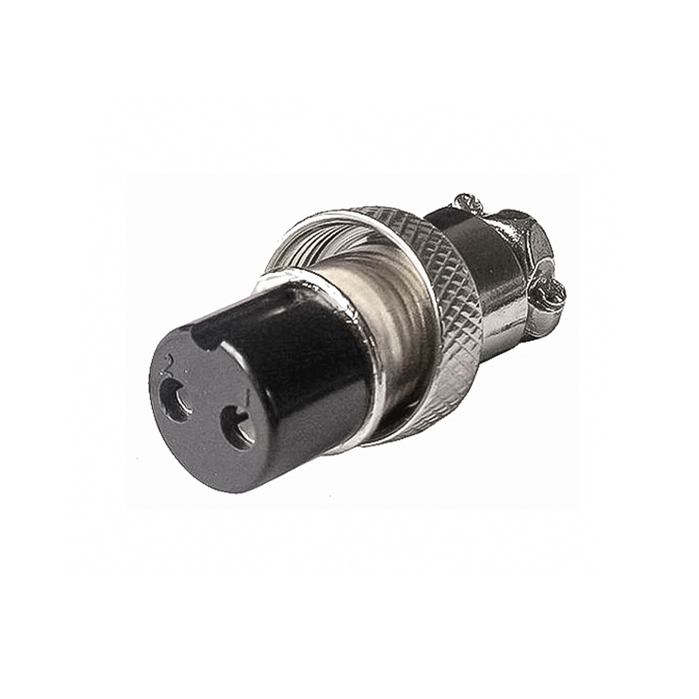 GX12 Standard Type 2Pin Female Straight Plug Threaded Cable Mount Solder Silver