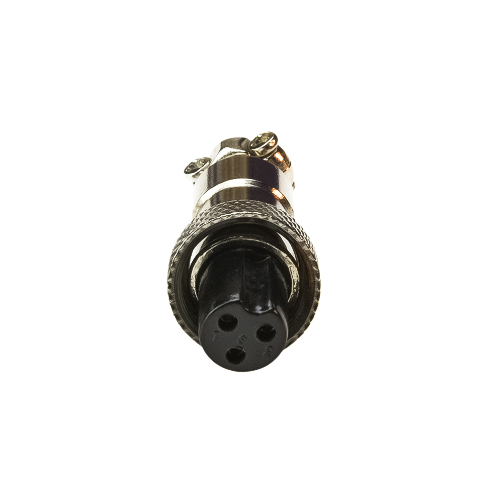 GX12 Standard Type 3Pin Female Straight Plug Threaded Cable Mount Solder Silver