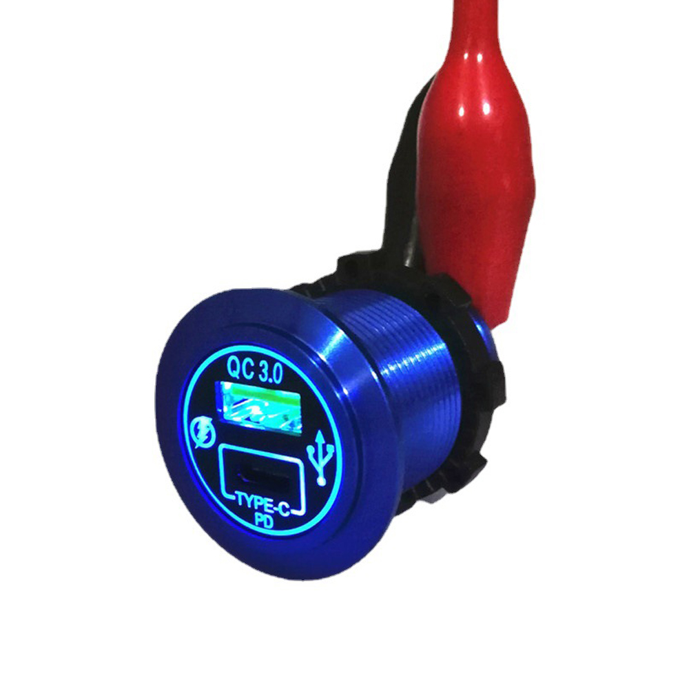 QC3.0 USB 및 PD 차량용 충전기(블루 쉘 포함)