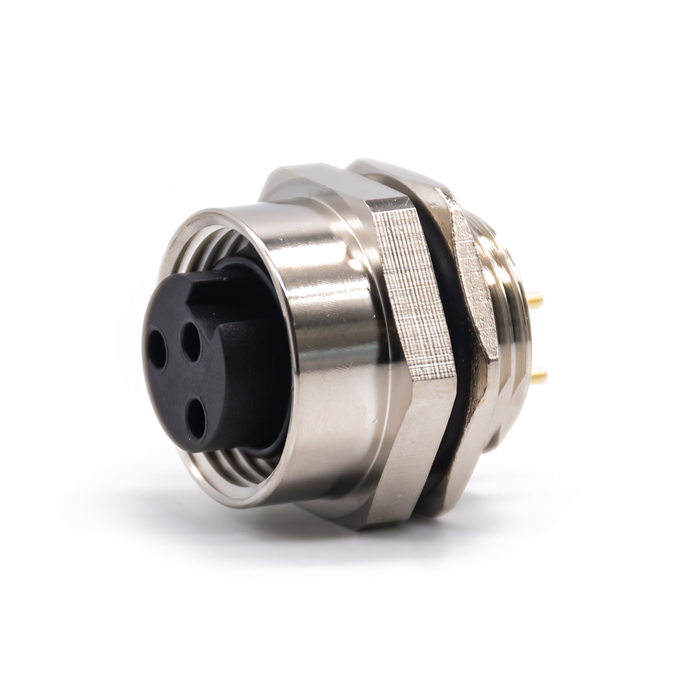 7/8 Panel Receptacle Hex Flange Jack 3 Pin Straight Solder Back Mount