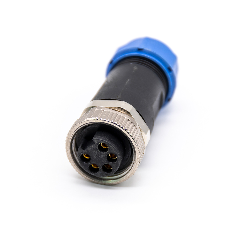 7/8 Field Wireable Connector 5 pin Female Straight UnShielded Plastic PG13.5