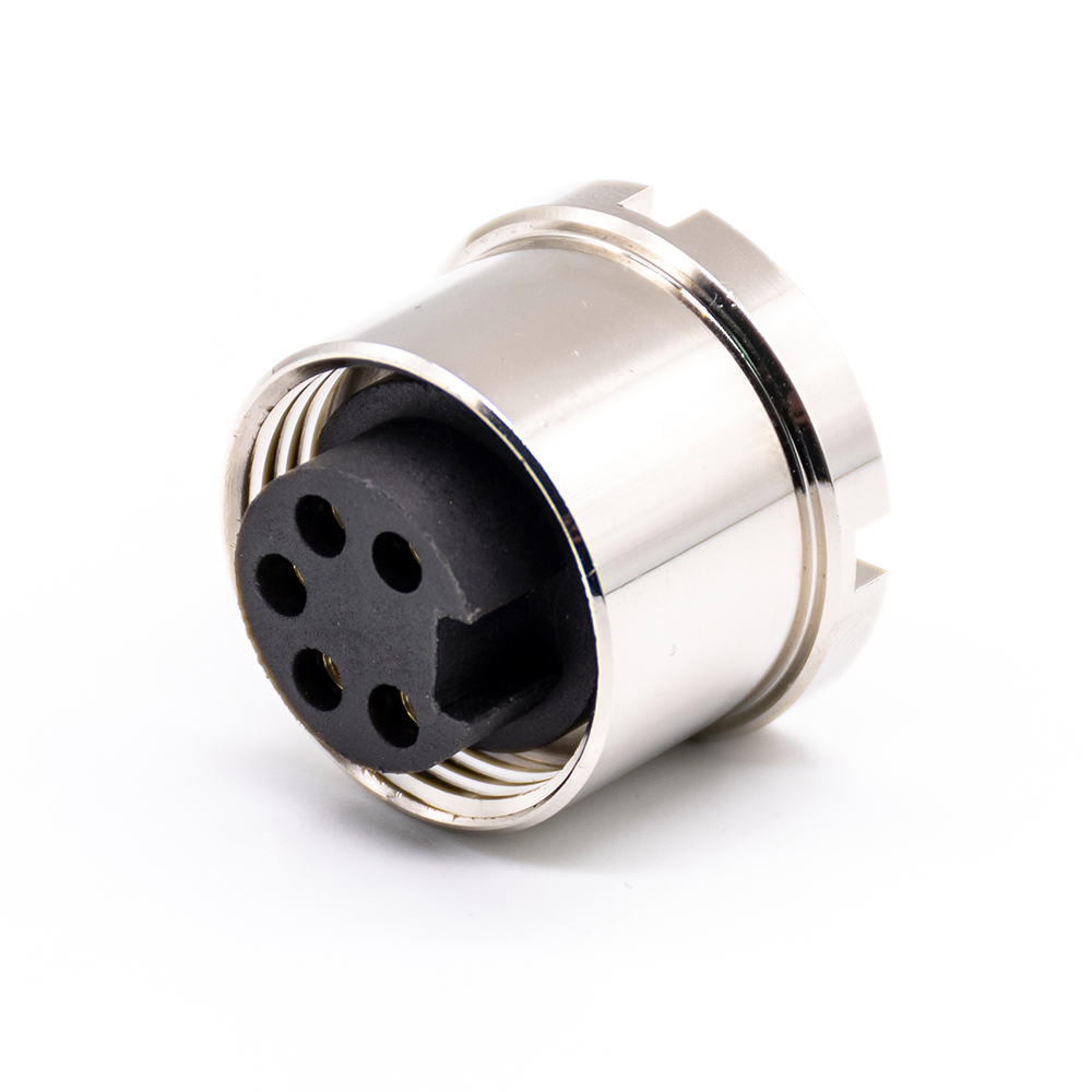 7/8 Panel Receptacle Hex Flange Jack 5 Pin Straight Solder