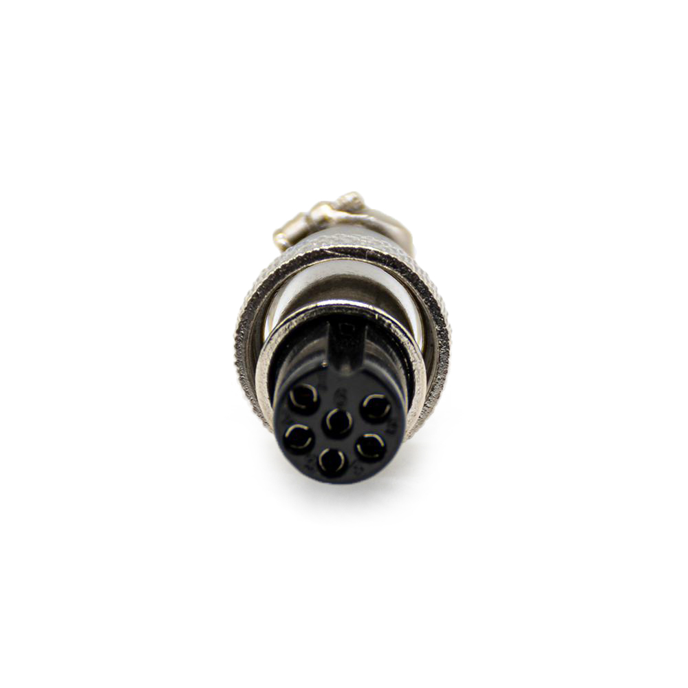 GX12 Standard Type 6Pin Female Straight Plug Threaded Cable Mount Solder Silver