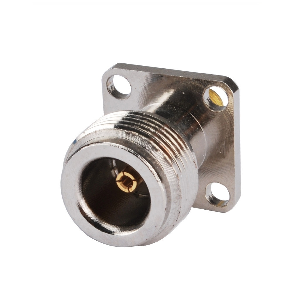 N Jack Female to SMA Jack Female Adapter Straight 4 Hole Flange