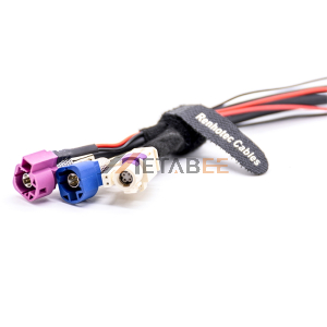 HSD 4+2P B Coded Female to Two HSD 4P Male Connector Splitter Cable 50CM