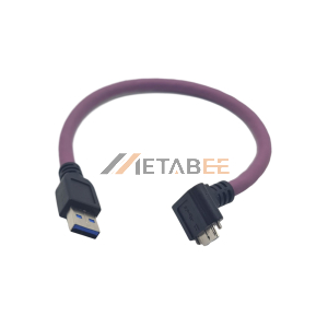 USB 3.0 a Male to Micro-B Male with Screw Lock Cables With 30cm Round Purple Cable