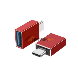 USB TYPE-A Female to USB TYPE-C Male Metal Adaptor Free Hanging Red