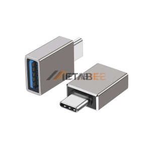 USB TYPE-A Female to USB TYPE-C Male Metal Adaptor Free Hanging Silver