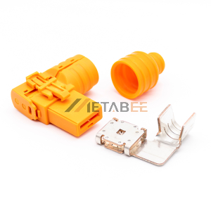 Side Entry Plastic Power Connector Right Angle Cable Plug 200A 50mm² Unshielded Cable Orange W Key