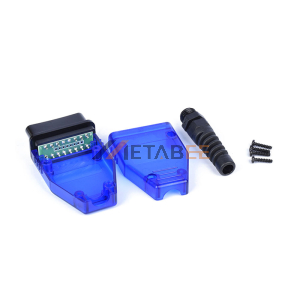 OBD2 16Pin Male Connector Housing Blue 12V