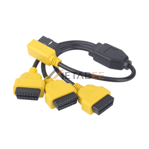 OBD2 16Pin 1 Elbow Male to 3 Female Round Cable With Yellow Shell