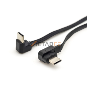 USB Type C to USB Type C USB 3.1 Type-C Right Angle Cable With 30cm Round Black Cable