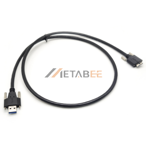 USB 3.0 a M to Micro B M with Dual Screw Locking Cable With 50cm Round Black Cable