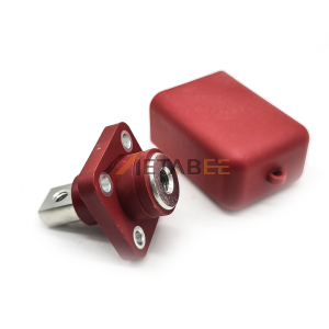 Single Stud Type Junction Blocks 150A Internal Screw (M8) Busbar with M5  Flange Mounting Red With Cap