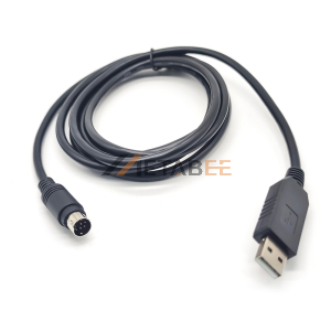 USB2.0 to Mini DIN 8-Pin Plug With 30cm Round Black RS232 Cable
