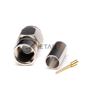 Coaxial Connector F Type Straight Male Male Pin Crimp Cable Type  75 Ohm