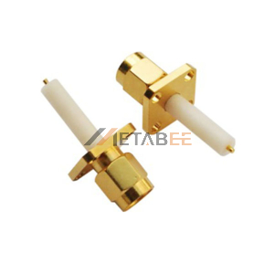 Coaxial Connector SMA Straight Male Male Pin Panel Mount Four Flange 50 Ohm