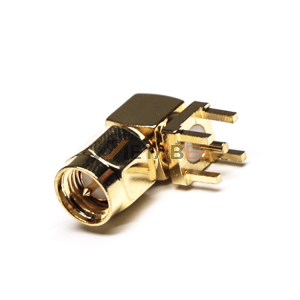 Coaxial Connector SMA Right Angle Male Male Pin Panel Mount Through Hole 50 Ohm