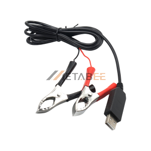 USB 5V to 13.8V Battery Alligator Clips Charge Boost Cable With Black Round Cable 5.9ft(1.8m)