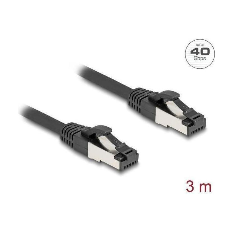 DELOCK Cat8.1 Yama Kablosu, RJ45 Fişten Fişe, 24 AWG, S/FTP, Siyah, 3 m