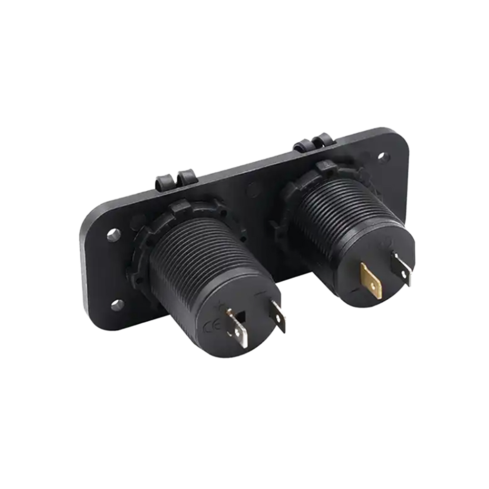 USB车载充电器插座面板，5V 3.1A & 电源插座3端口，带蓝色数字电压表