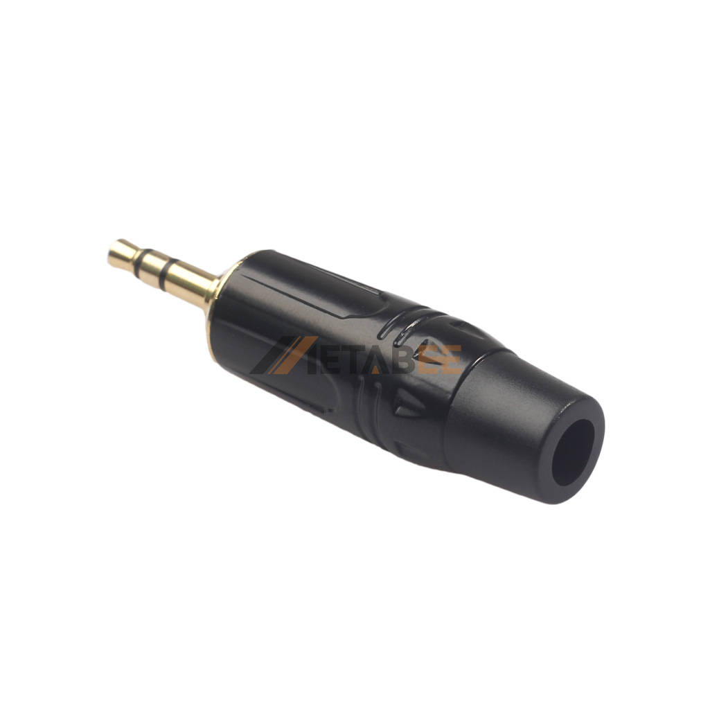 3.5mm  audio/video male plug Black+Black Tail