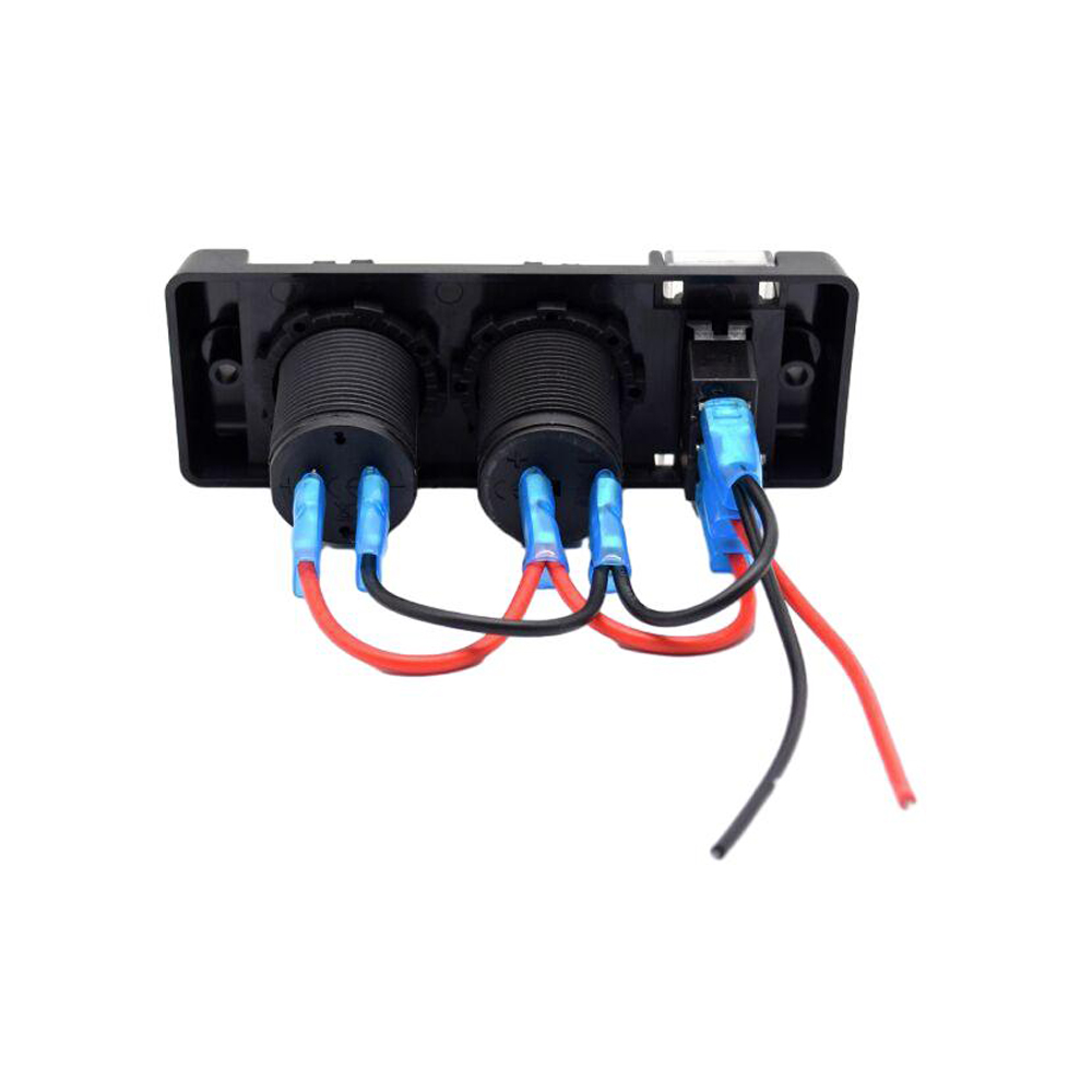 USB车充插座面板，5V 3.1A，电源插座3口，带红色开关