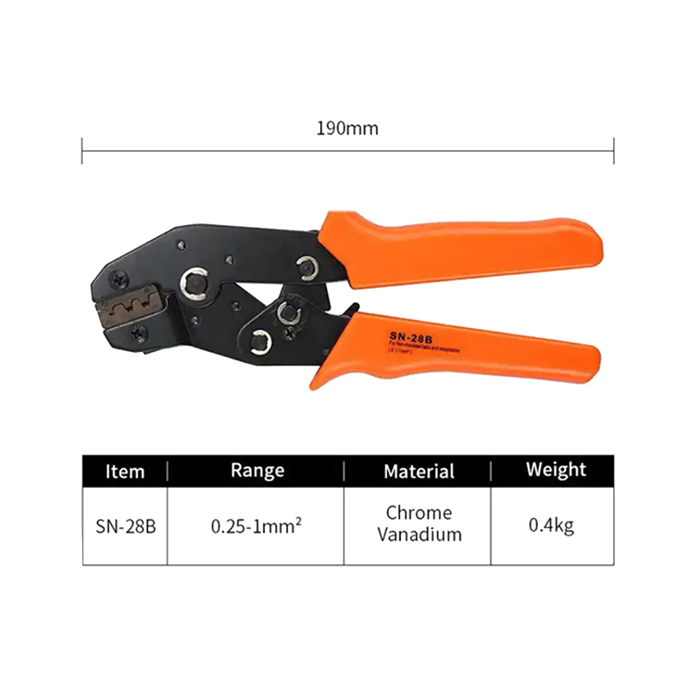 Crimping Tool, SN-28B, 0.5-1.0mm², Ratcheting, Terminal Crimper