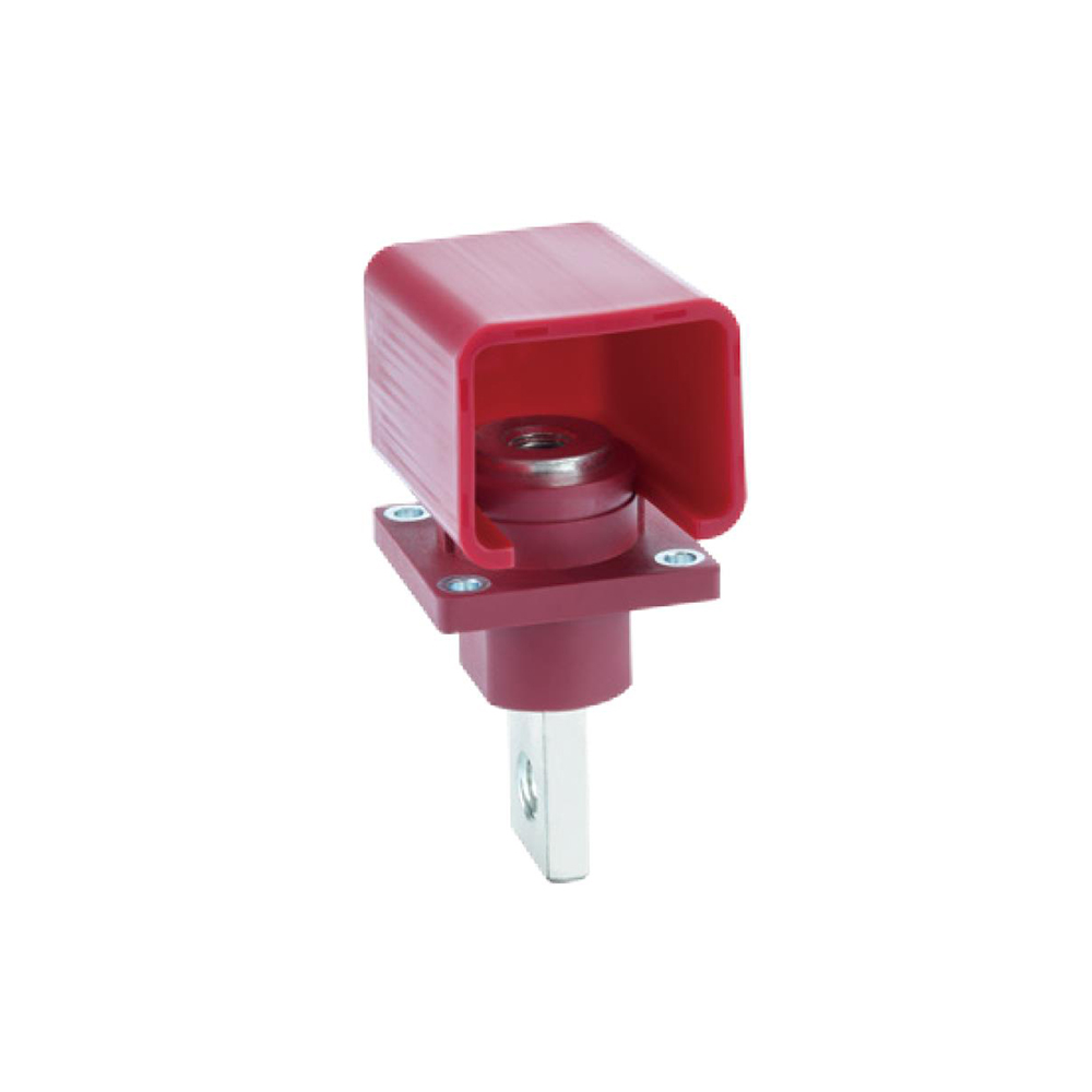 Single Stud Type Junction Blocks 300A Internal Screw (M10) Busbar with M10  Flange Mounting Red With Cap