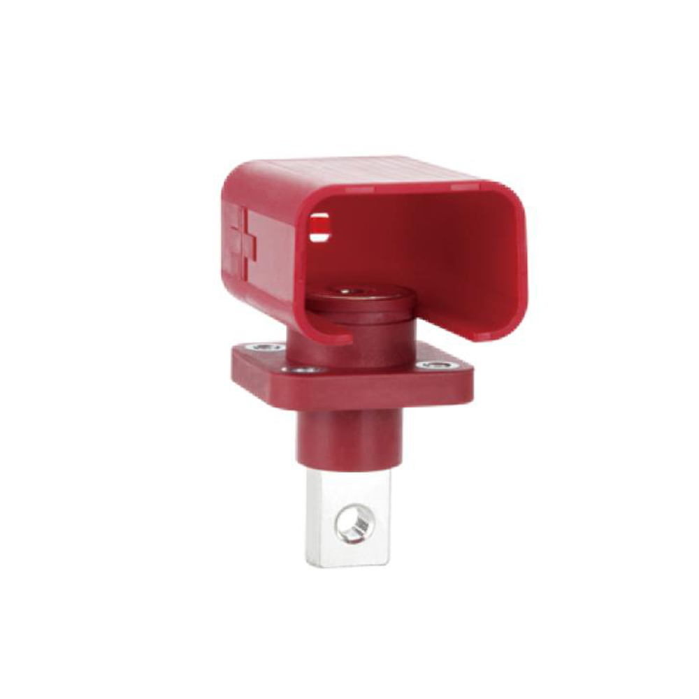 Single Stud Type Junction Blocks 200A Internal Screw (M8) Busbar with M6  Flange Mounting Red With Cap