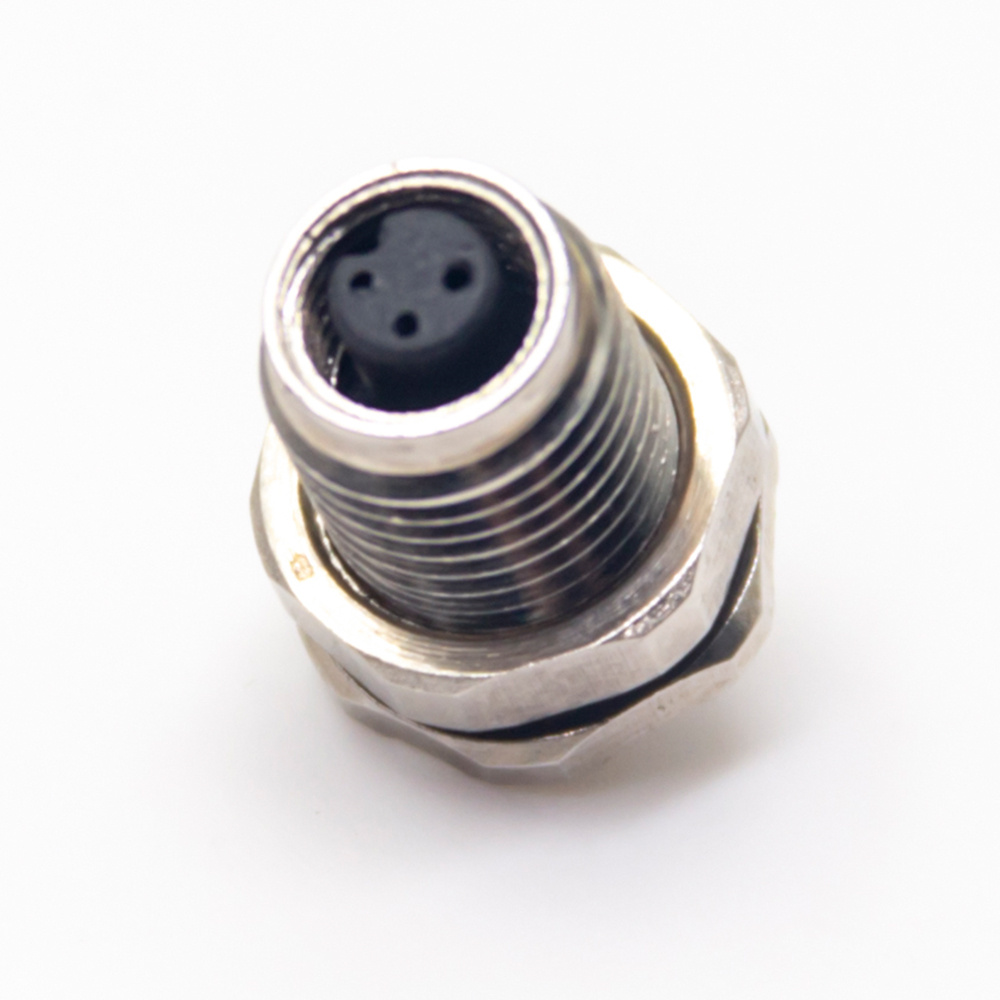 M5 Female Panel Mounting Socket 3 Pos A code Unshielded Straight Solder Cup
