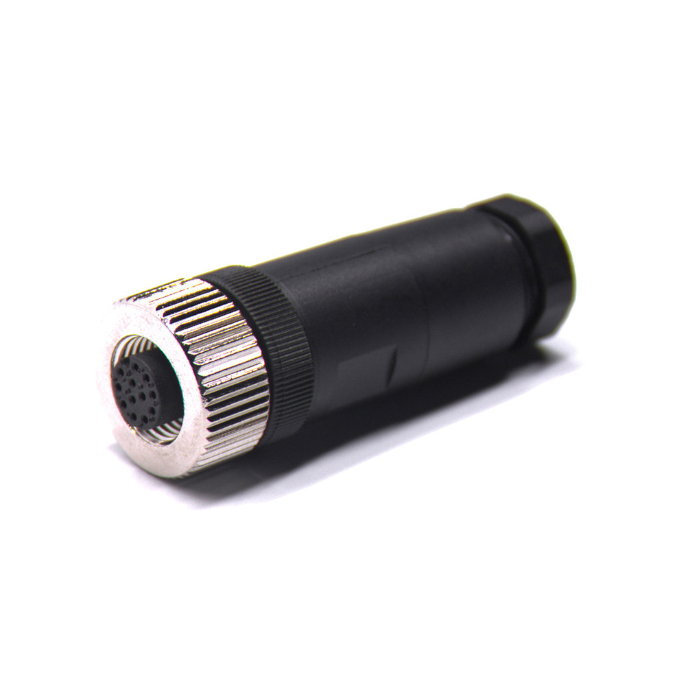 Circular Connectors M12 female straight plug 12 female pin A code screw contacts