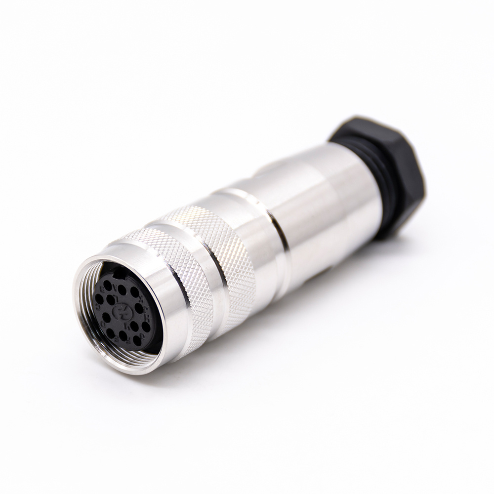 Circular Connectors M16 female straight plug 12 female pin A code screw contacts