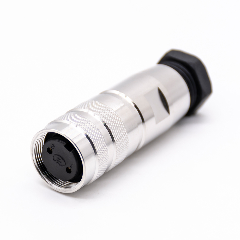 Circular Connectors M16 female straight plug 2 female pin A code screw contacts