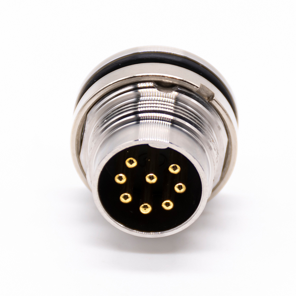 M16 Male Panel Mounting Socket 8Pos A code Unshielded Straight Solder