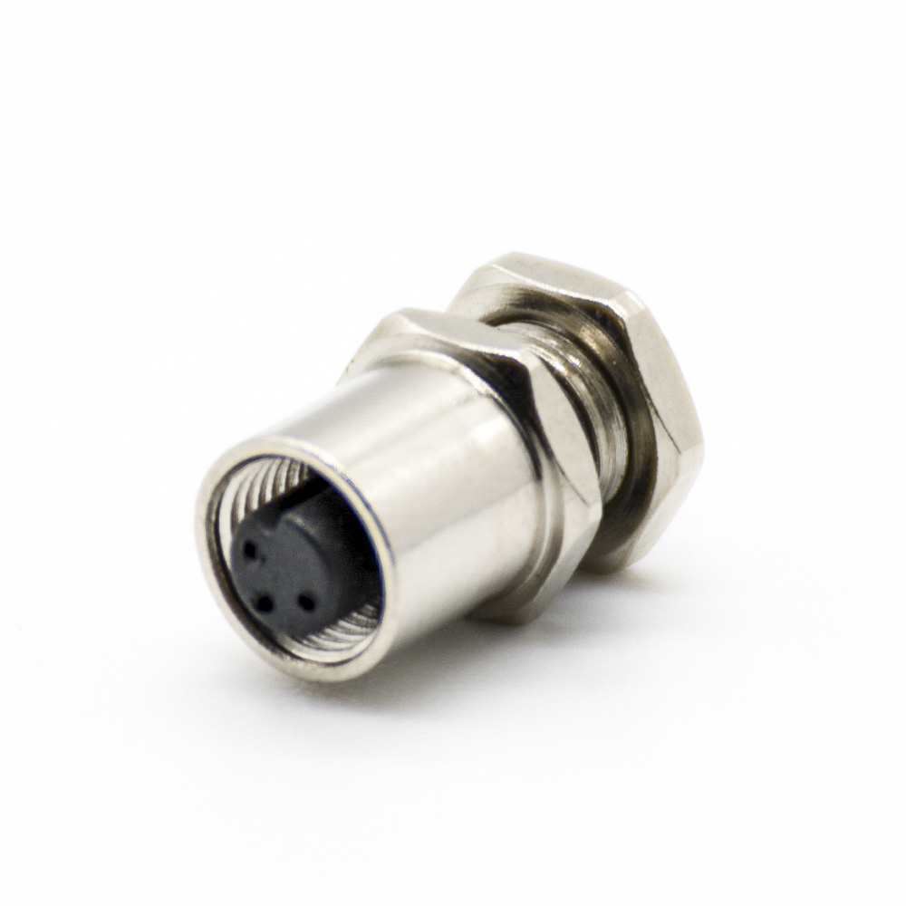 M5 Female Panel Mounting Socket 3 Pos A code Unshielded Straight Solder Cup