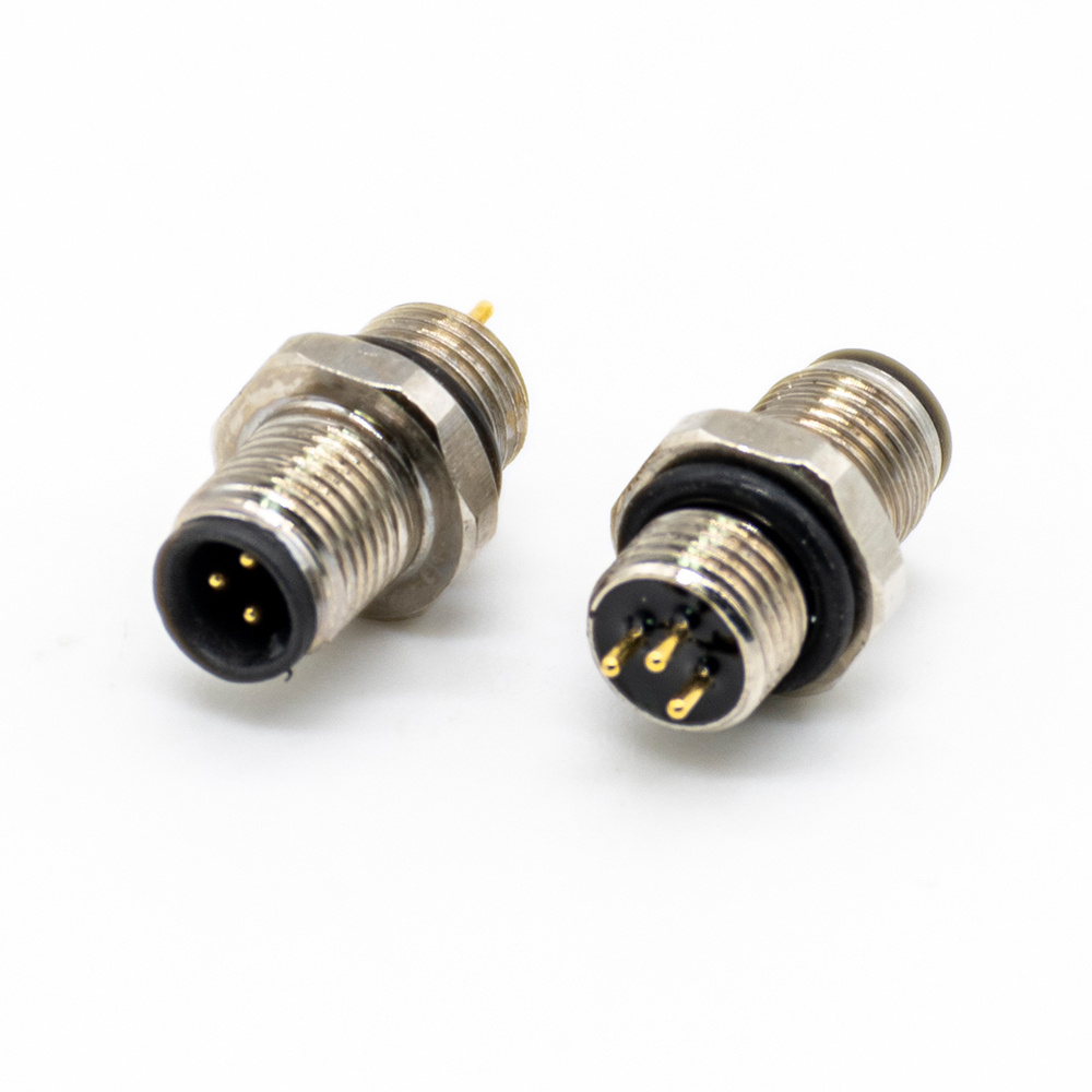 M5 Male Panel Mounting Socket 3 Pos A code Unshielded Straight PCB