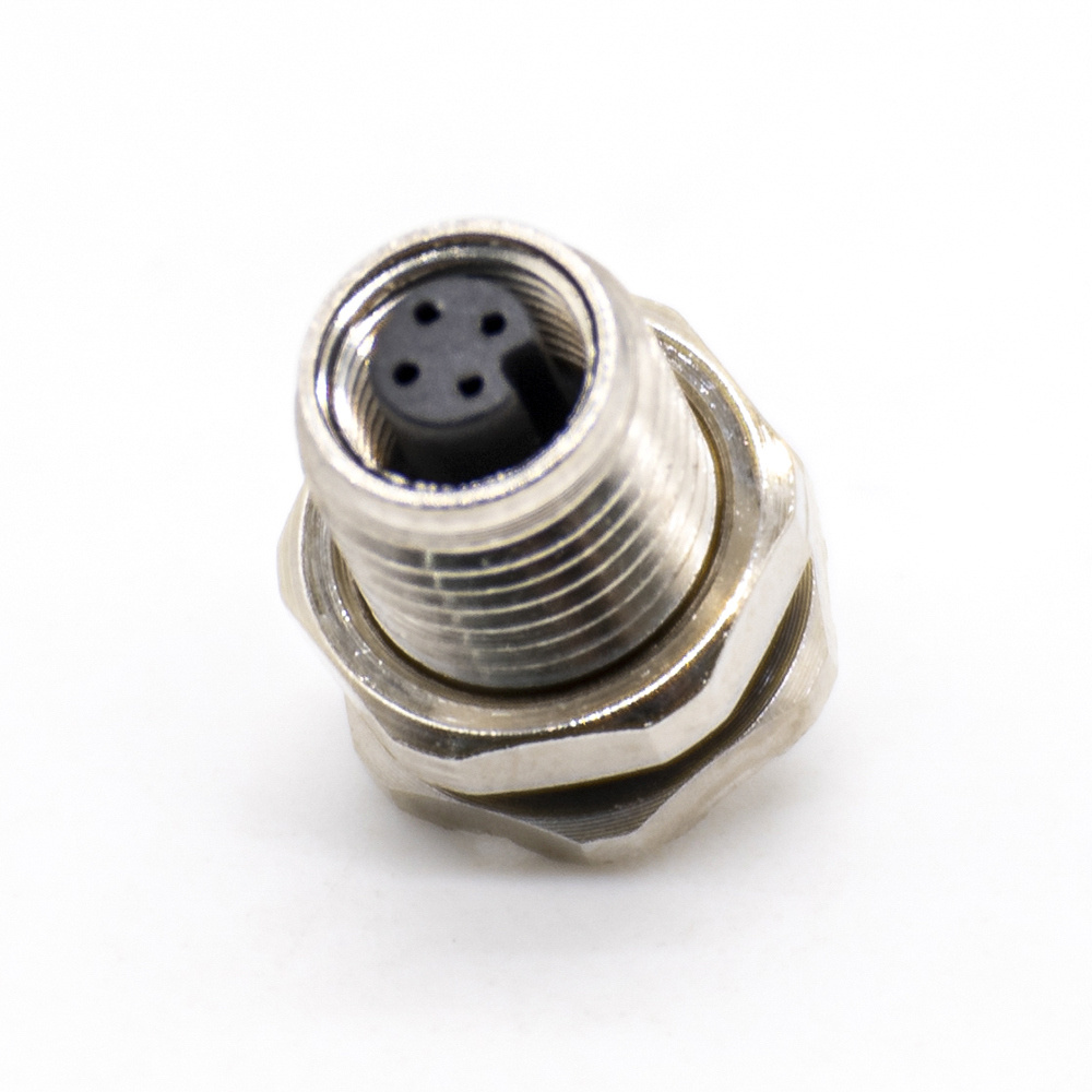 M5 Female Panel Mounting Socket 4 Pos A code Unshielded Straight Solder Cup