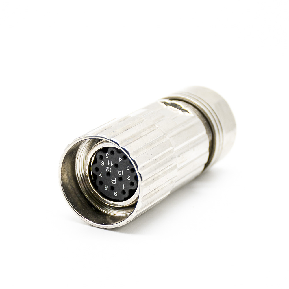 Circular Connectors M23 female straight plug 12 female pin A code screw contacts