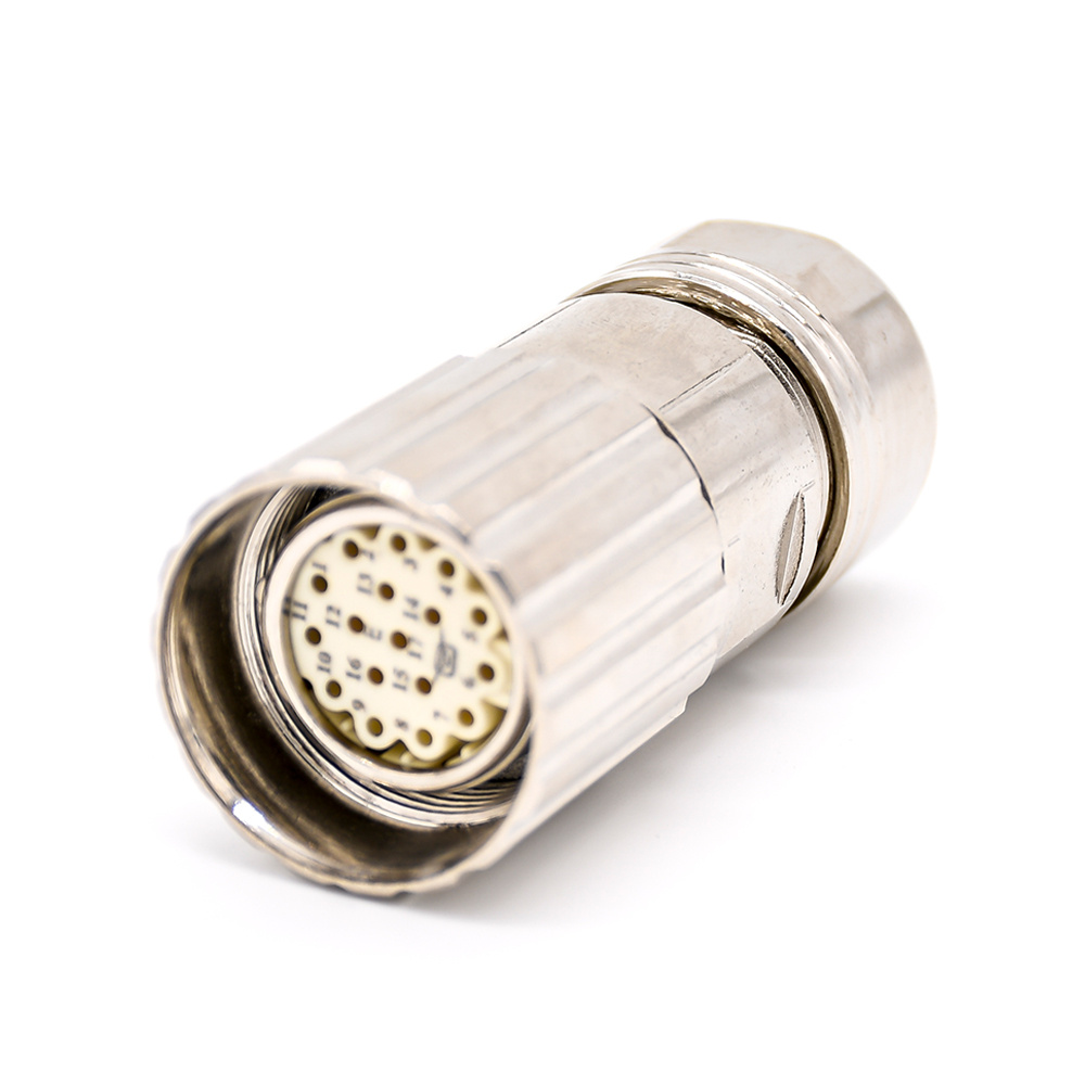 M23 Signal Circular Connectors Straight Female Plug 17 Pin Female Contacts Crimp Contacts