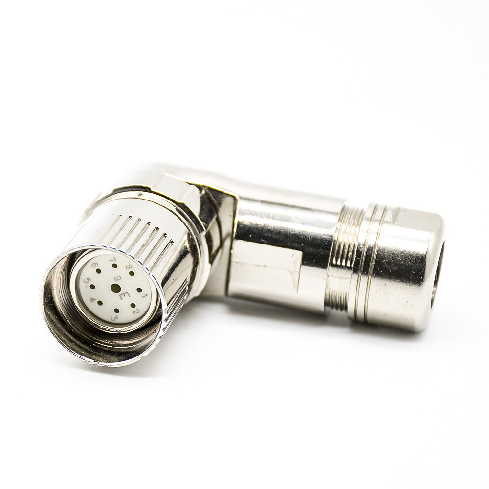 Circular Connectors M23 female right angled plug 9 female pin A code screw contacts