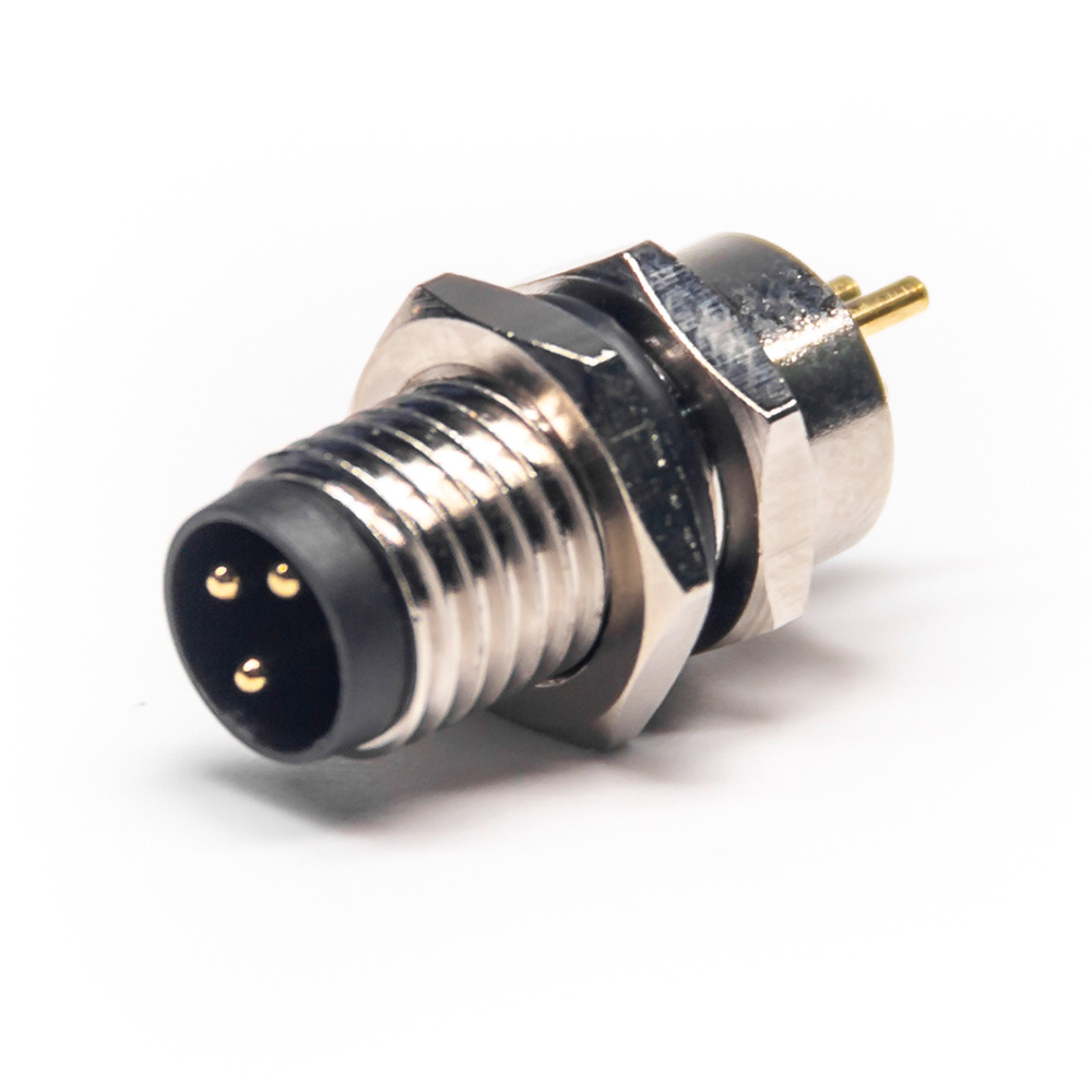 M8-Stecker für Panelmontage, 3-polig, A-Code, ungeschirmt, gerade PCB-Lötung