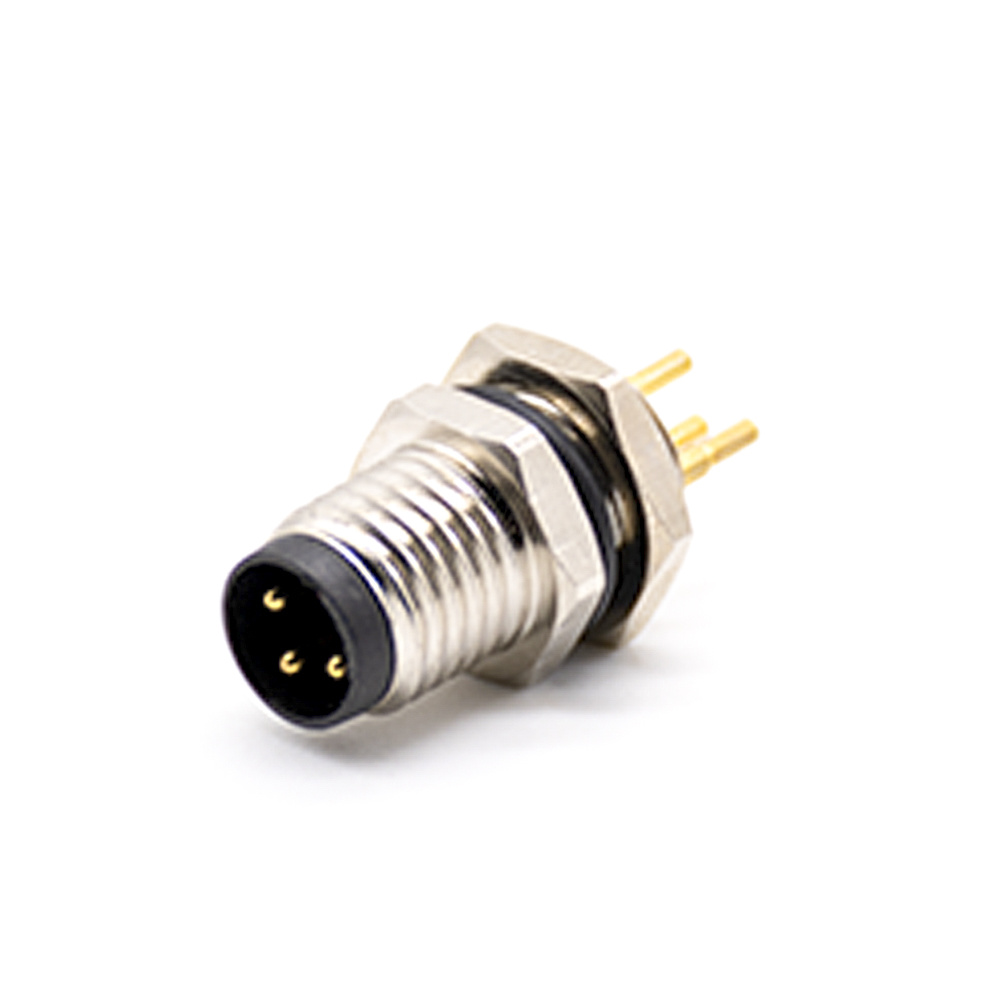 M8-Stecker für Panelmontage, 3-polig, A-Code, ungeschirmt, gerade PCB-Lötung