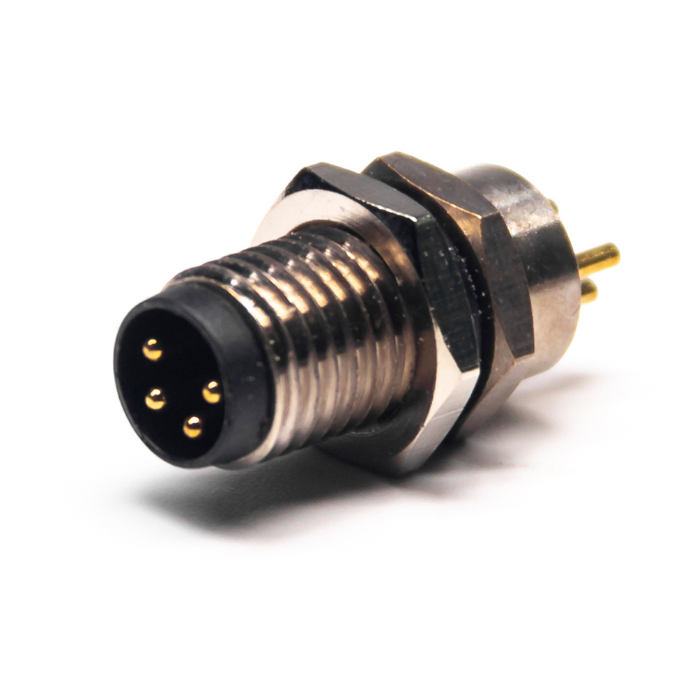 M8-Stecker für Panelmontage, 4 Pos. A-Code, ungeschirmt, gerade PCB-Lötverbindung