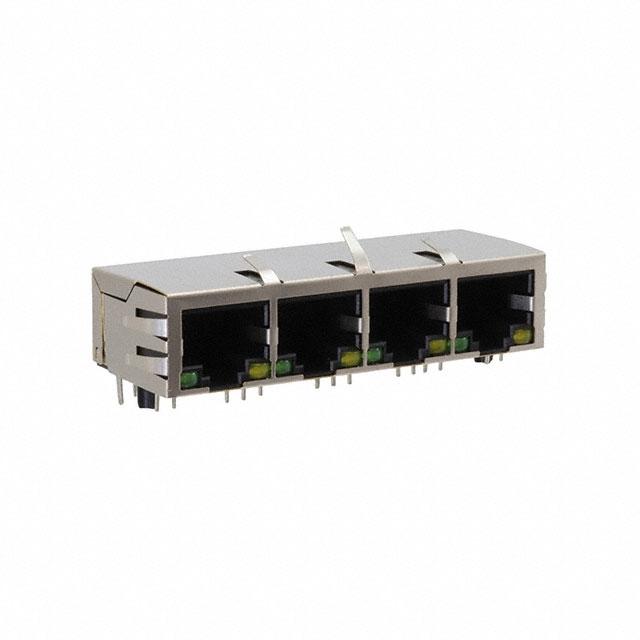 METABEE RJ45 이더넷 Mag Jack, 1*4 포트, 10/100 Base-T, LED 포함, THT, 탭다운, 차폐, R/A