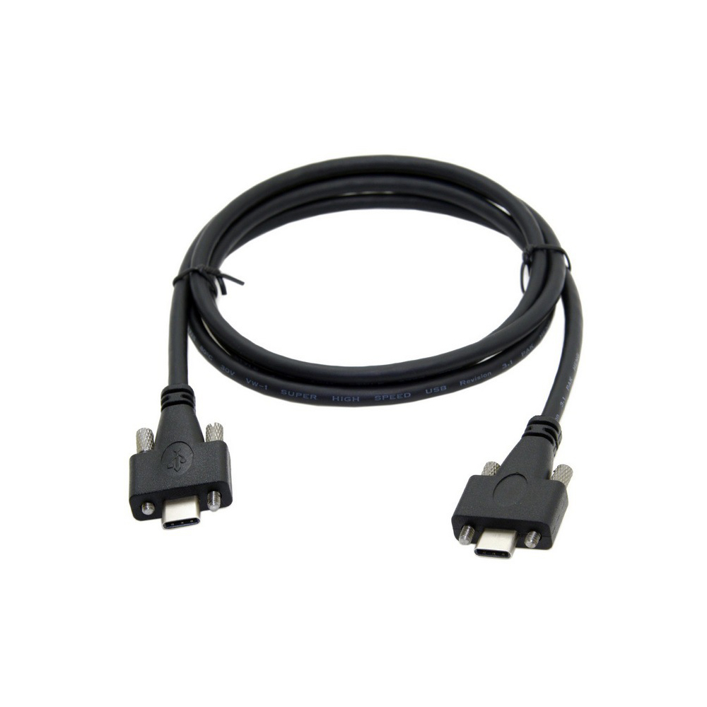 USB Type-C オス - Type-C オス デュアル コネクタ、スクリュー ロック接続ケーブル 3 メートル付き